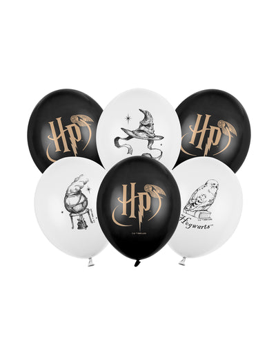 6 Balonov Harry Potter™ črno-beli 30 cm