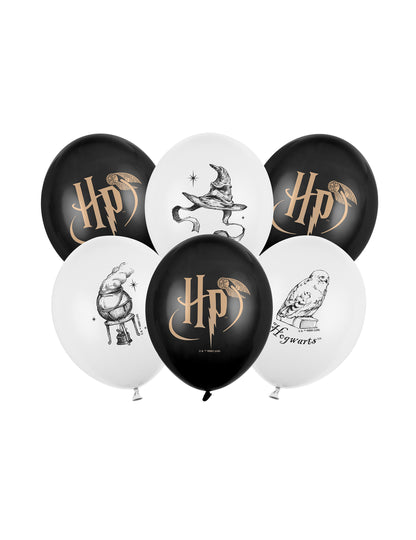 6 Balonov Harry Potter™ črno-beli 30 cm