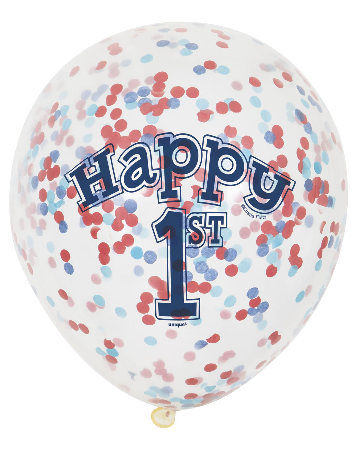 Ballon en latex avec confettis 1er anniversaire petit marin pour enfant rouge et bleu