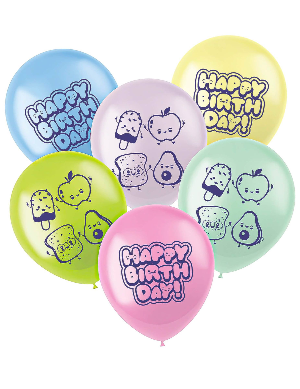 6 lateksnih balonov Kawaii Party 33 cm