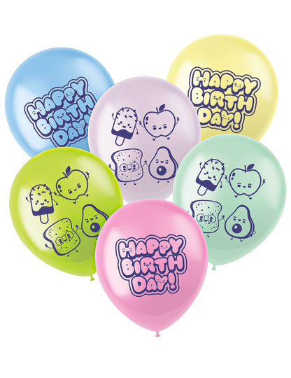 6 lateksnih balonov Kawaii Party 33 cm