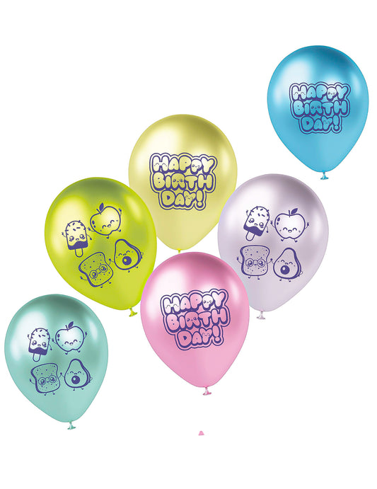 6 lateksnih balonov Kawaii Party 33 cm