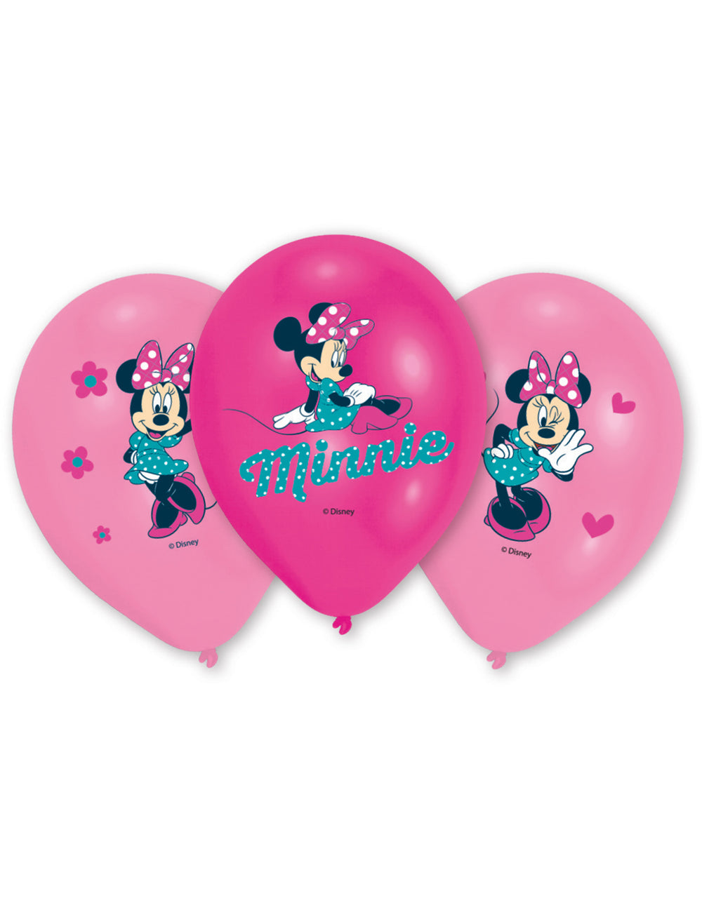Ballons en latex Minnie rose et fuchsia avec motifs imprimés