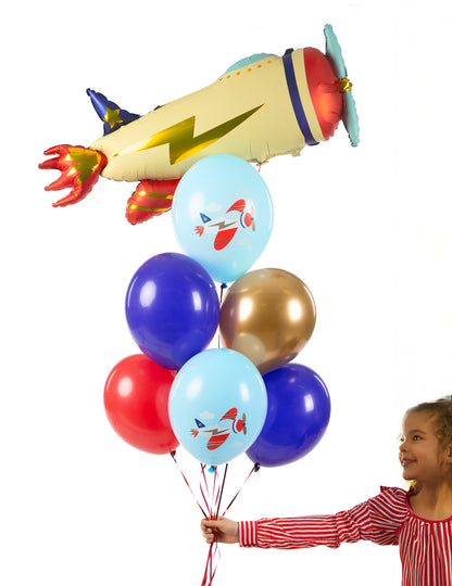 6 balonov, majhno letalo, 30 cm za otrokov rojstni dan