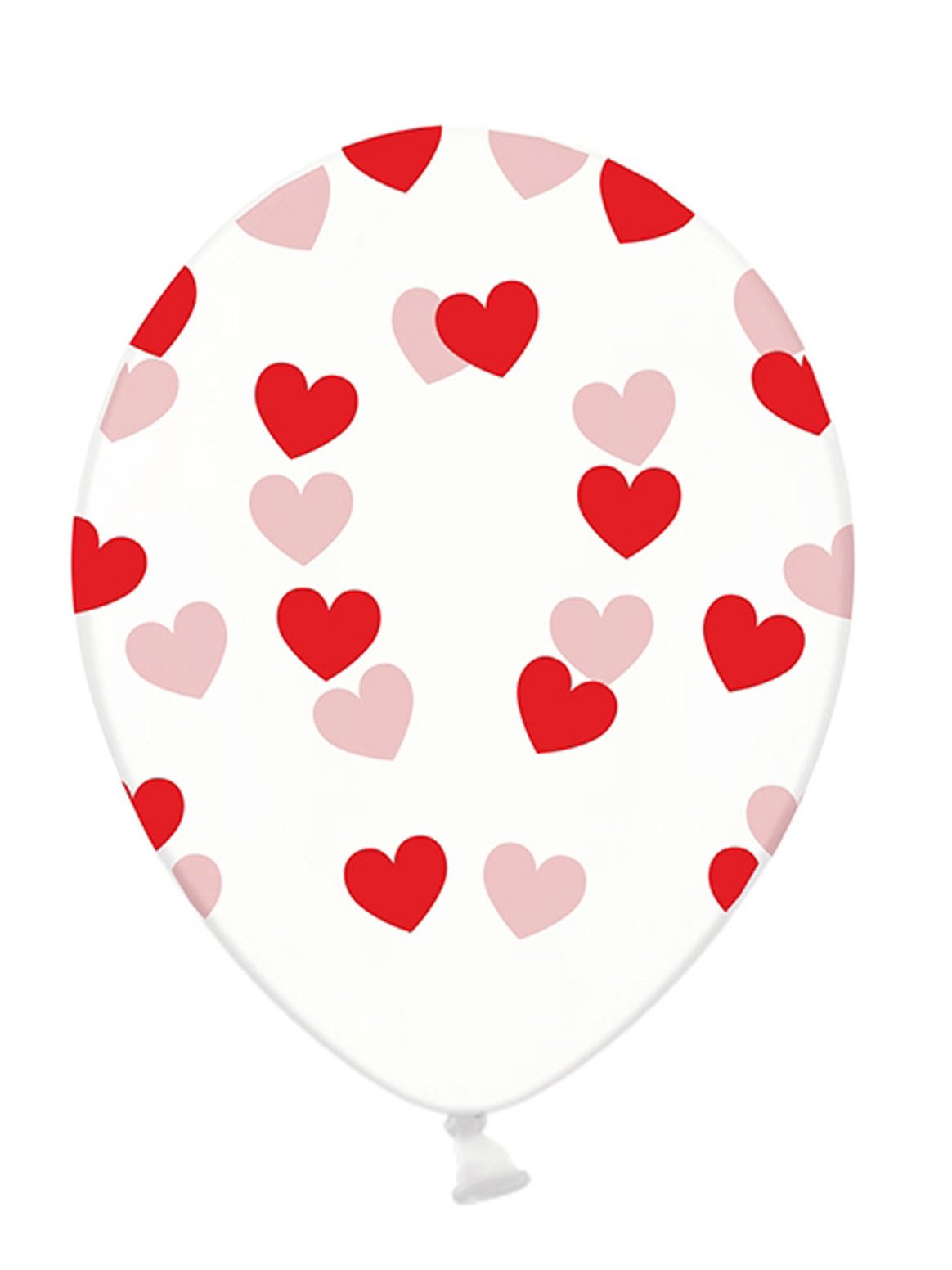 6 prozornih lateks balonov z rdečimi srci 30 cm biorazgradljivih 