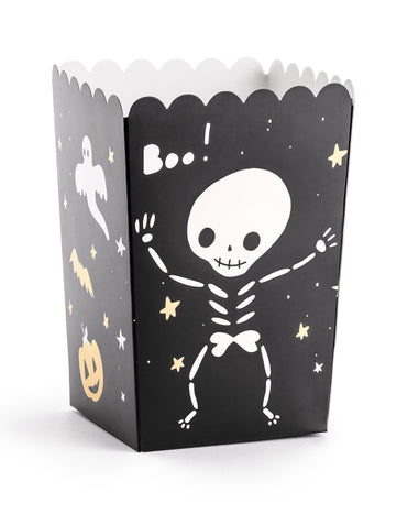 6 kartonskih škatel za kokice Halloween Boo!, 7 x 7 x 12,5 cm cm