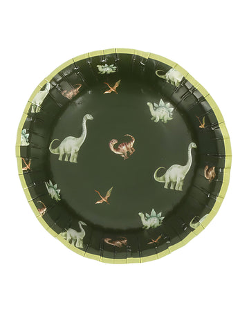 6 zelenih kartonskih skled z dinozavri 13 cm za rojstni dan