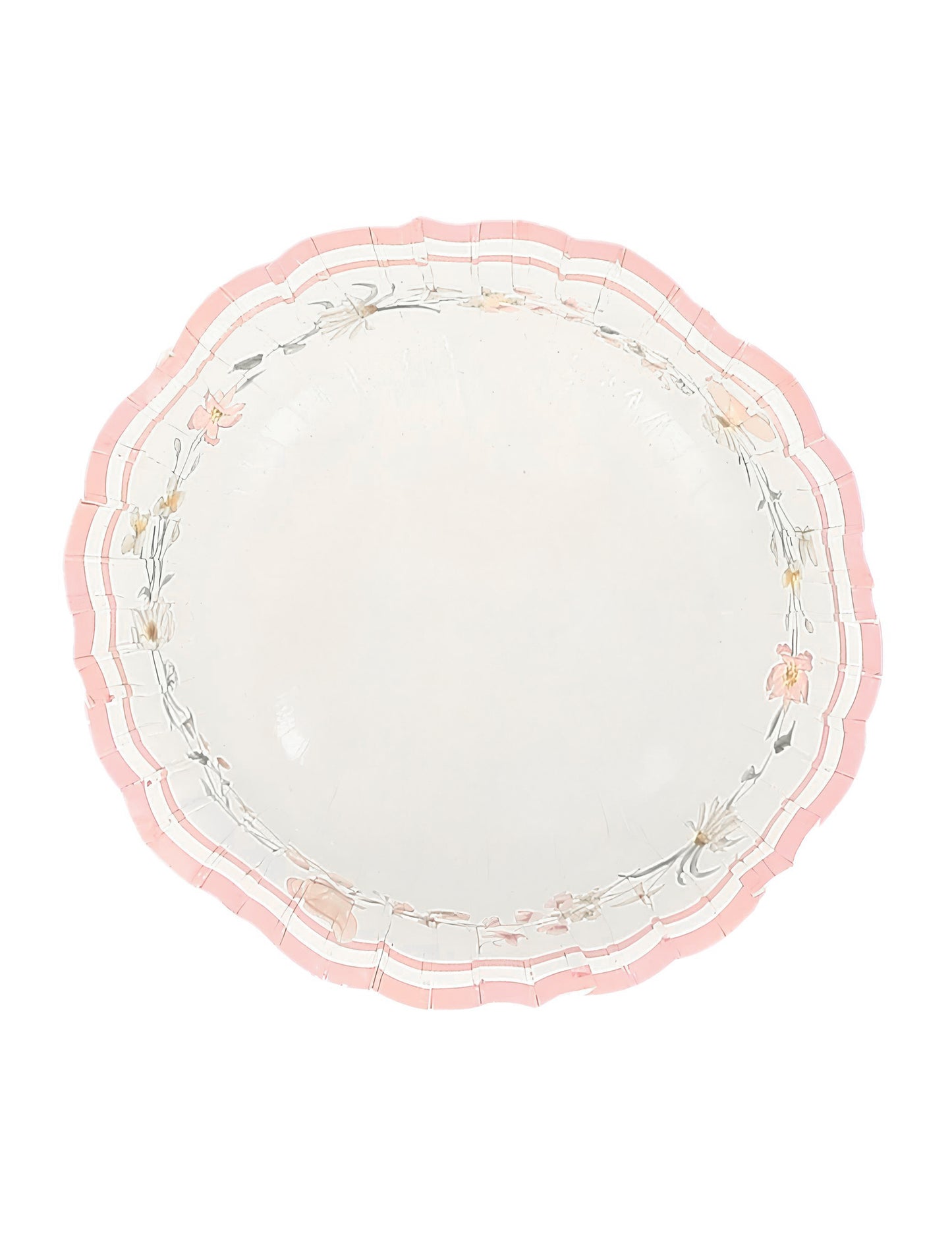 6 belih in pastelno roza kartonskih skled za vile 13 cm za rojstni dan