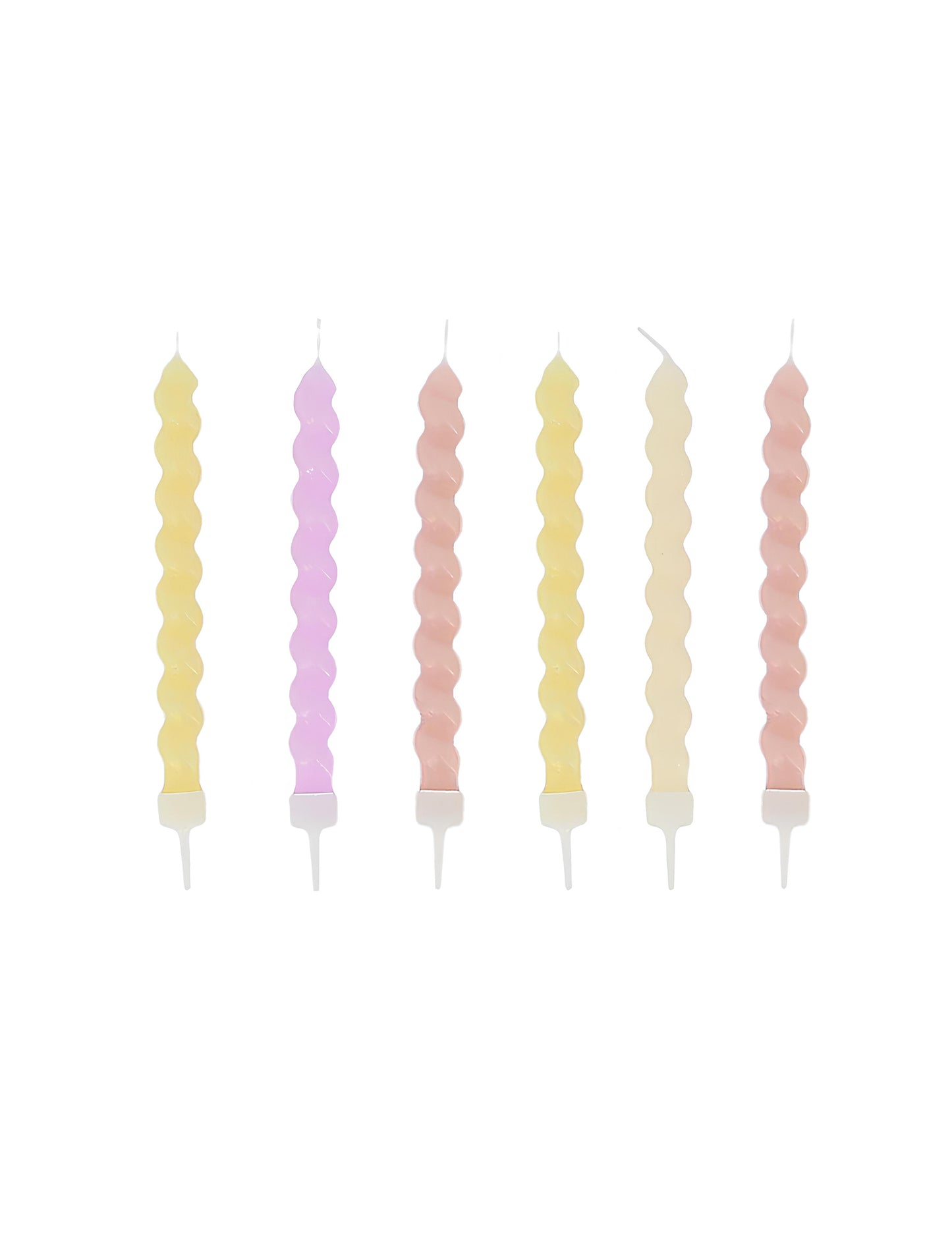 6 zavitih pastelnih gradientnih sveč 8,5 cm
