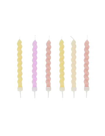 6 zavitih pastelnih gradientnih sveč 8,5 cm