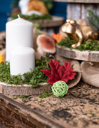 Mise en situation de la boule en osier pour décoration de table vert anis