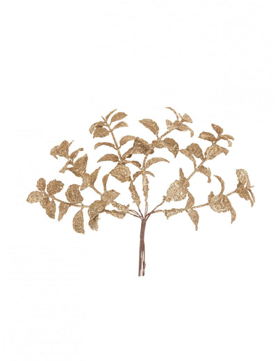 6 branches d'eucalyptus pour Noël féerique à paillettes cuivre