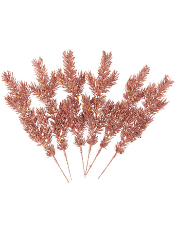 6 rožnato zlatih bleščečih jelkinih vejic 30 cm Božični okraski