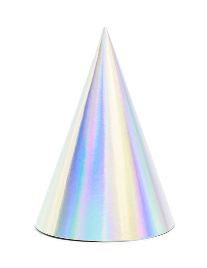 6 mavričnih kartonskih klobukov za zabave 10 x 16 cm z elastiko