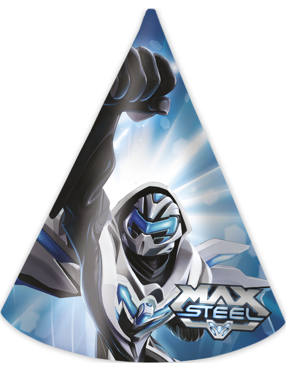 Chapeau de fête Max Steel pour enfant bleu et blanc