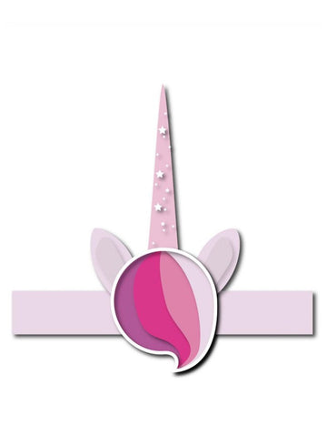 Kartonaste kapice samorog za otroke v roza barvi z zvezdastim rogom