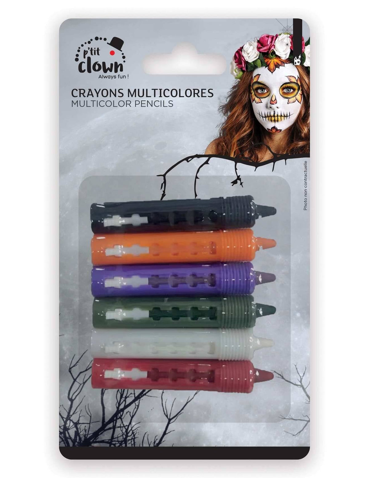 6 crayons rétractables Halloween pour adulte multicolores