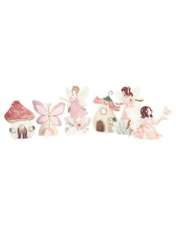 6 pastelno roza papirnatih okraskov v obliki vil, visokih od 6,8 do 10 cm cm začarano vesolje