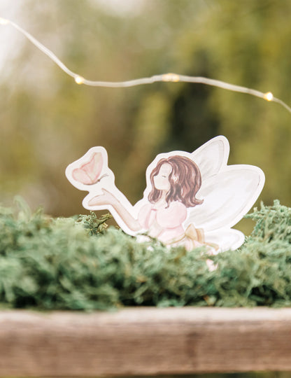 6 pastelno roza papirnatih okraskov v obliki vil, visokih od 6,8 do 10 cm cm začarano vesolje