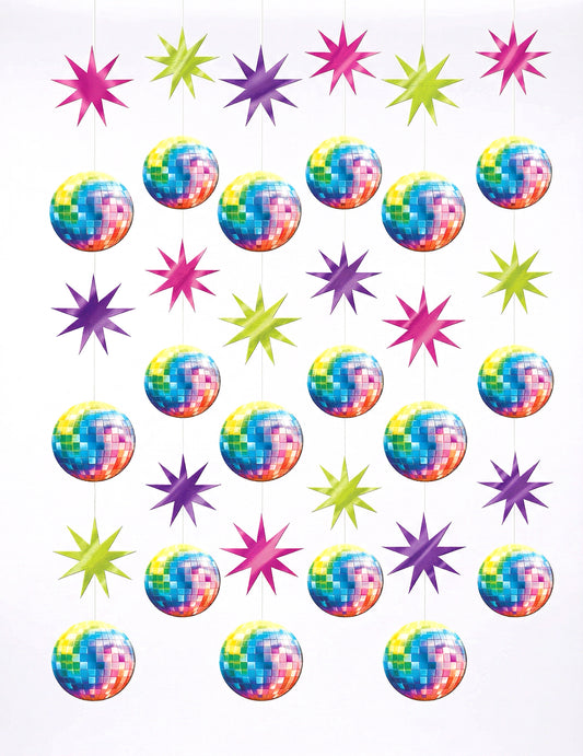 Décorations à suspendre Disco Boules à facettes pour fête multicolores avec étoiles
