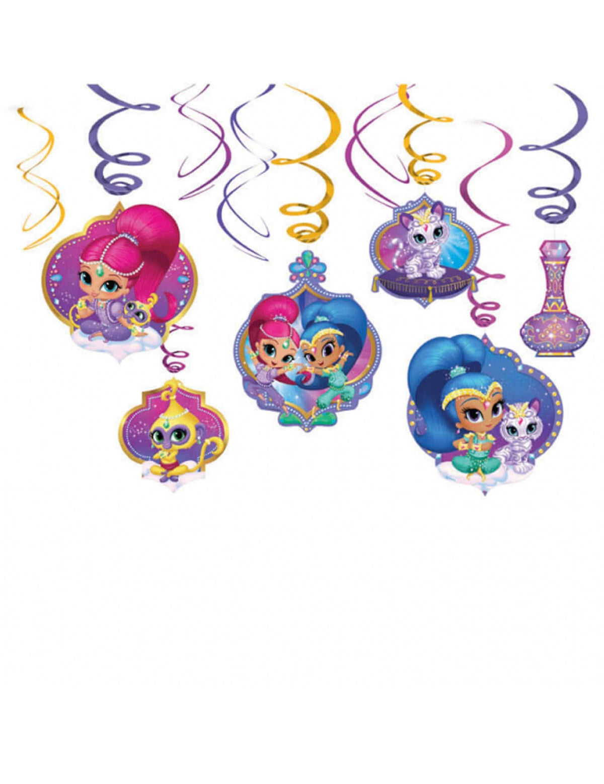 Viseče dekoracije Shimmer in Shine za otroka v več barvah s spiralami