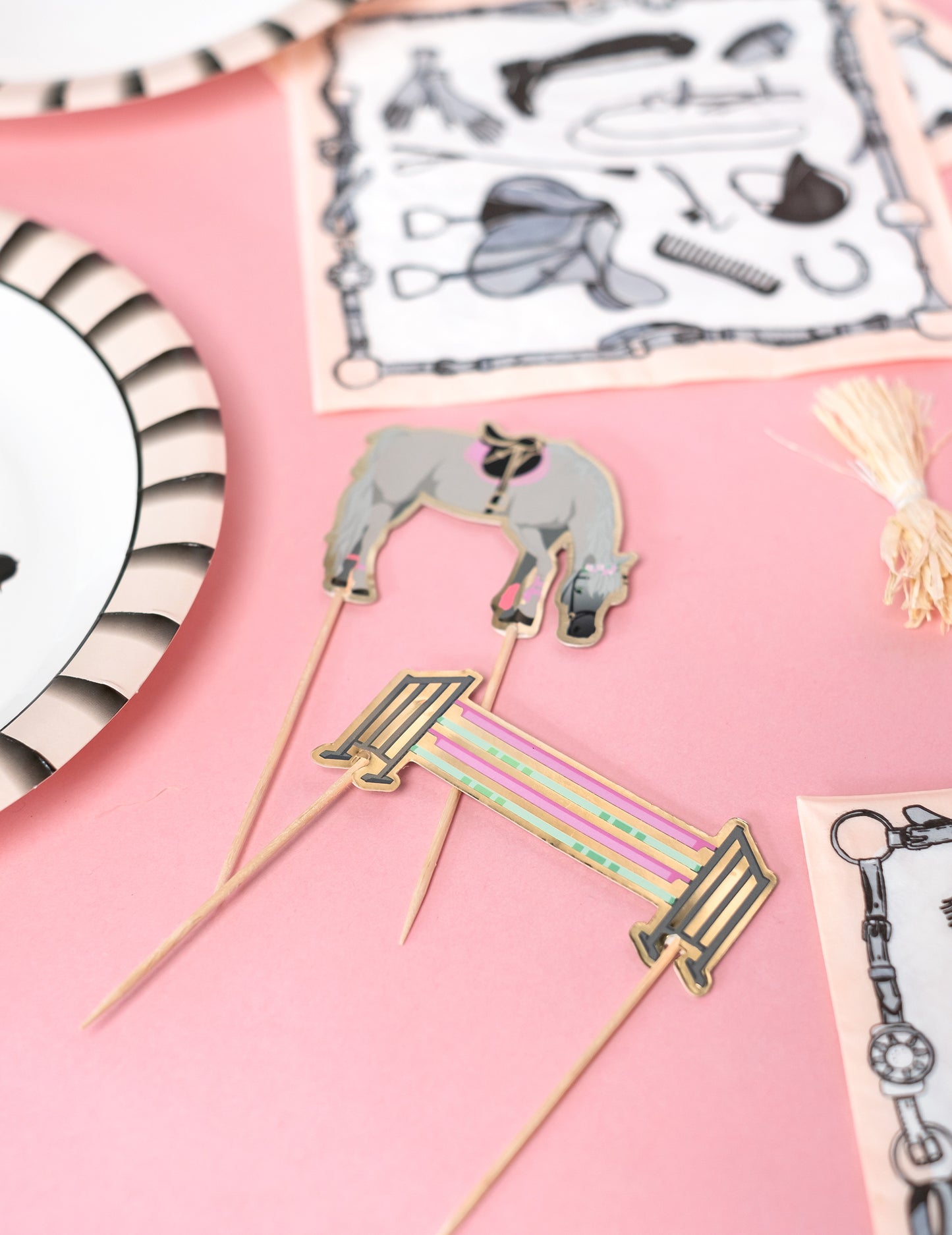 6 décorations pour gâteau cheval et équitation