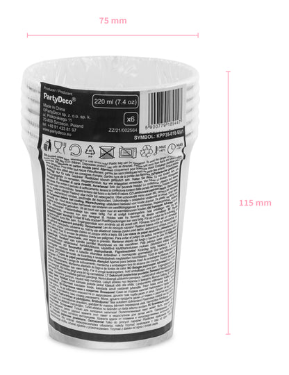 6 srebrnih skodelic 220 ml