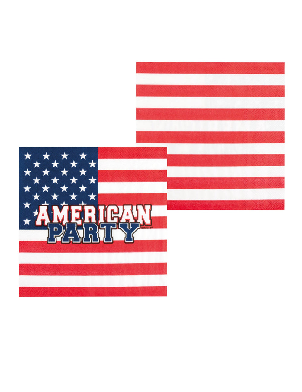 Détail des rayures rouges et blanches des serviettes en papier American party