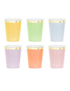 6 pastelnih papirnatih kozarcev z zlatim robom 220 ml