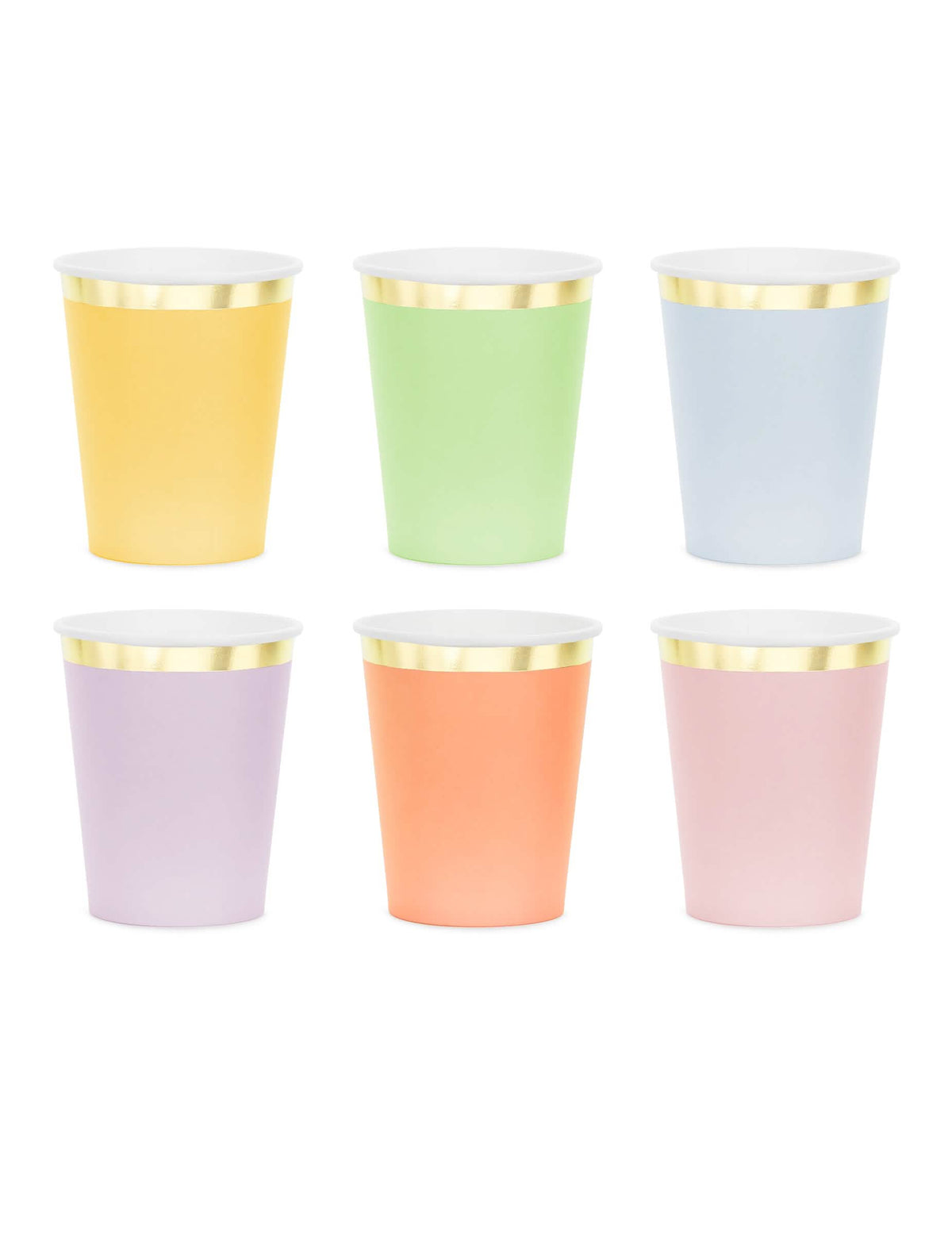 6 pastelnih papirnatih kozarcev z zlatim robom 220 ml