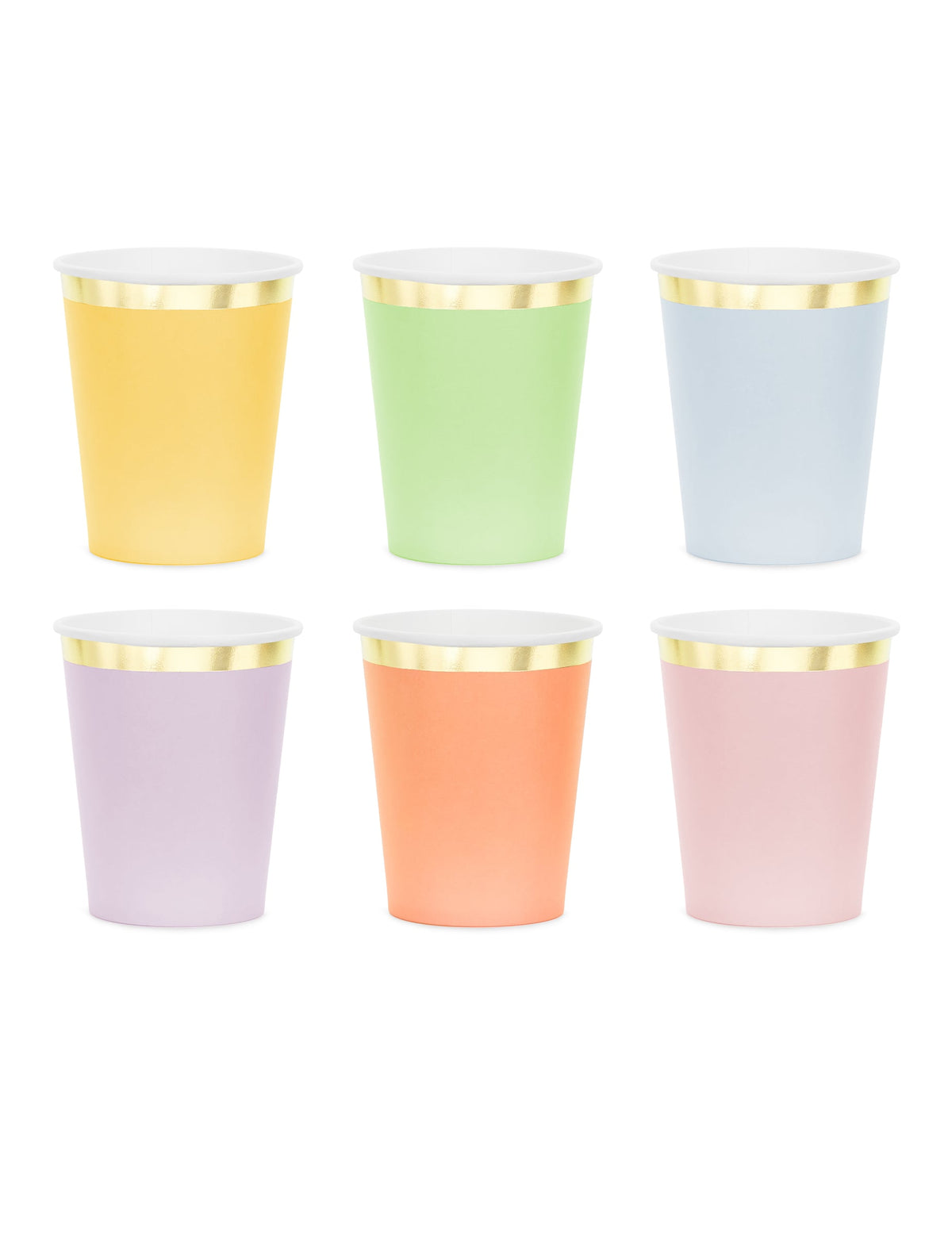 6 pastelnih papirnatih kozarcev z zlatim robom 220 ml