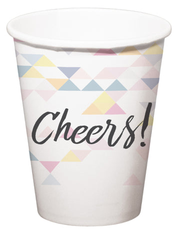 6 geometrijskih kartonskih kozarcev Cheers, 250 ml, pastelno bele barve