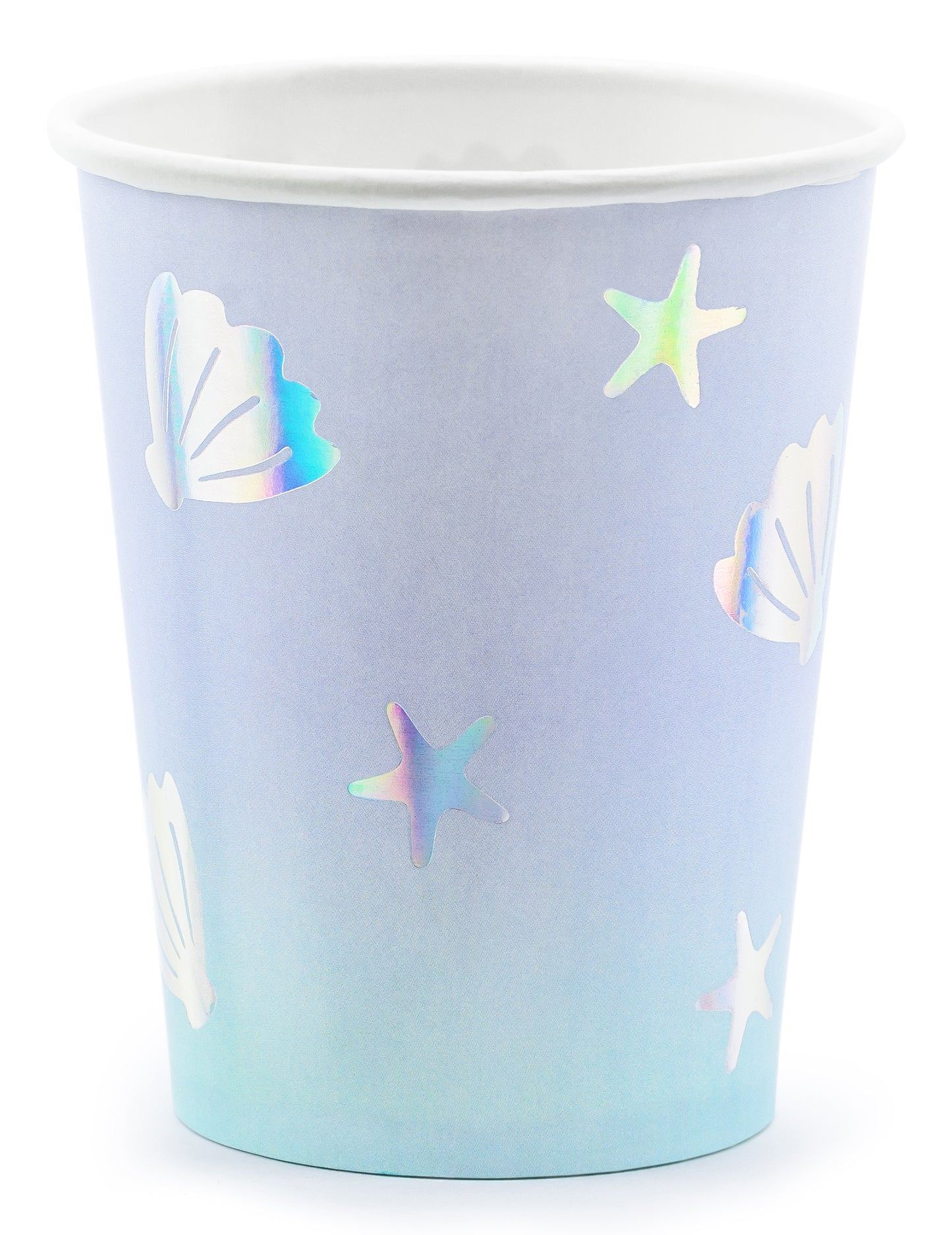 6 gobelets en carton licorne des mers bleus 220 ml iridescents