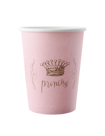 6 roza kartonskih kozarcev princeska 9 x 7,5 cm za rojstni dan 