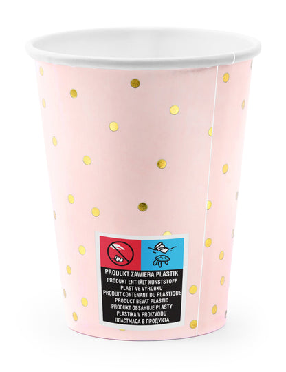 6 skodelic skodelic v bledo roza in zlati grah 260 ml