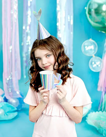 6 kartonskih skodelic holografska morska deklica 220 ml