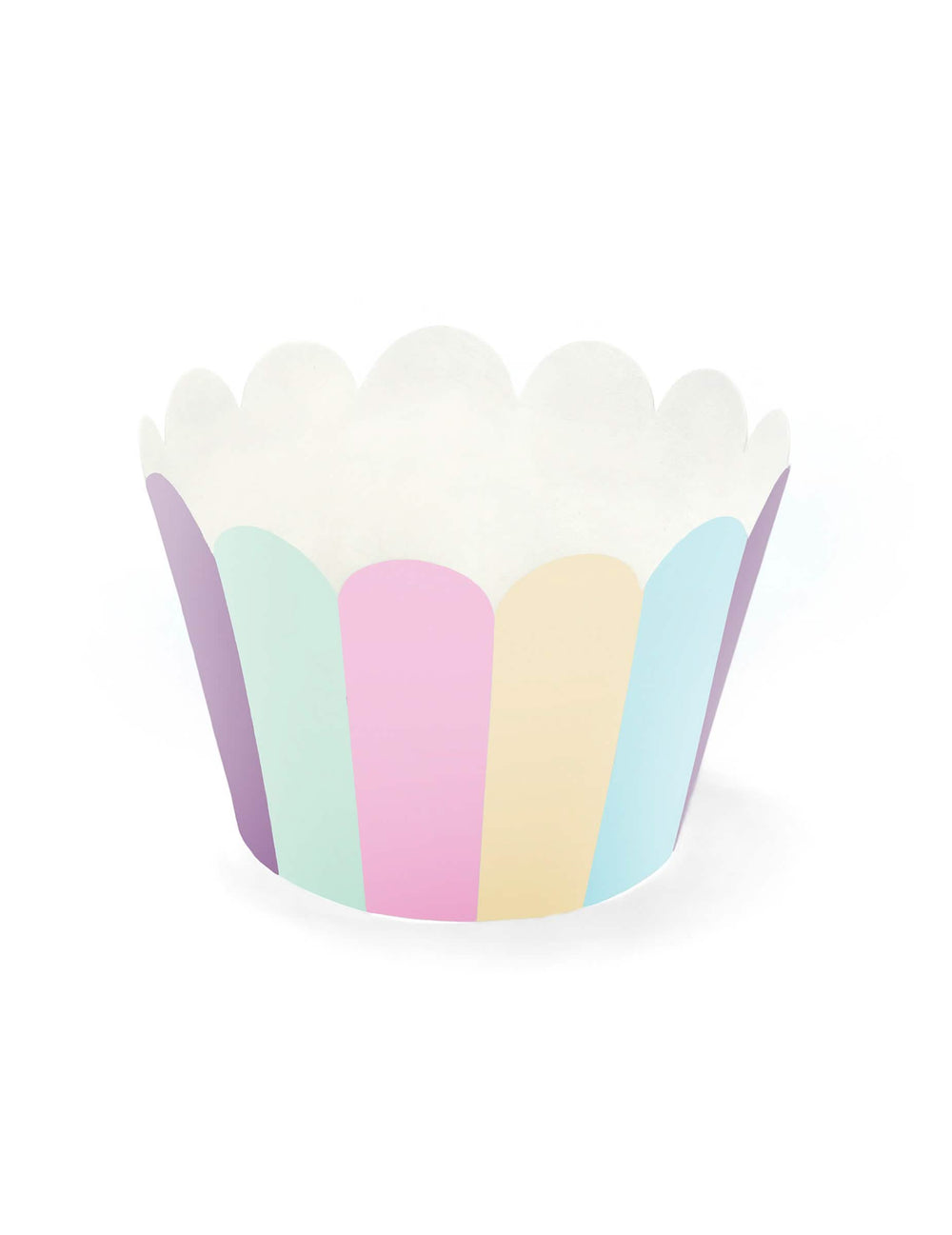 Pogled na črtast vzorec pastelne obloge za cupcake s samorogi