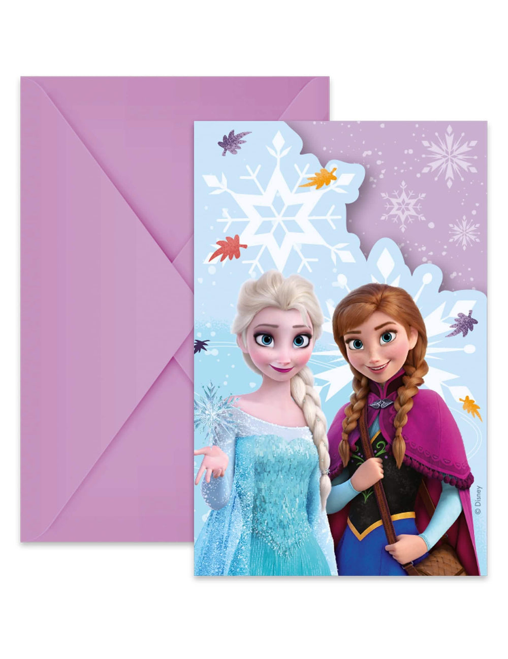 Vabila in kuverte Ledeno Kraljestvo Frozen Idyllic Wonder vijolične z Elso in Anno