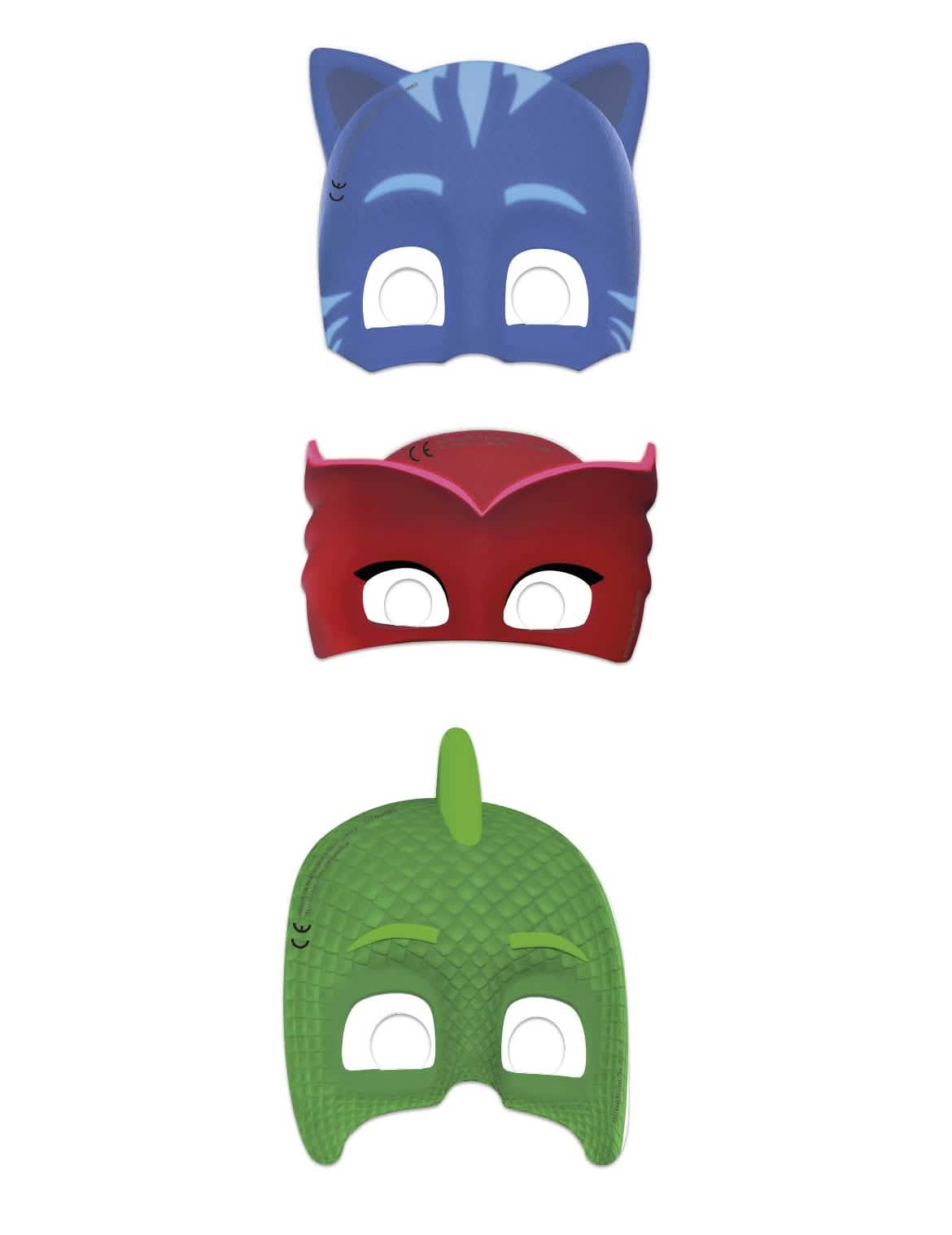 6 maske en kartona PJ Masks za otroka modra rdeča in zelena