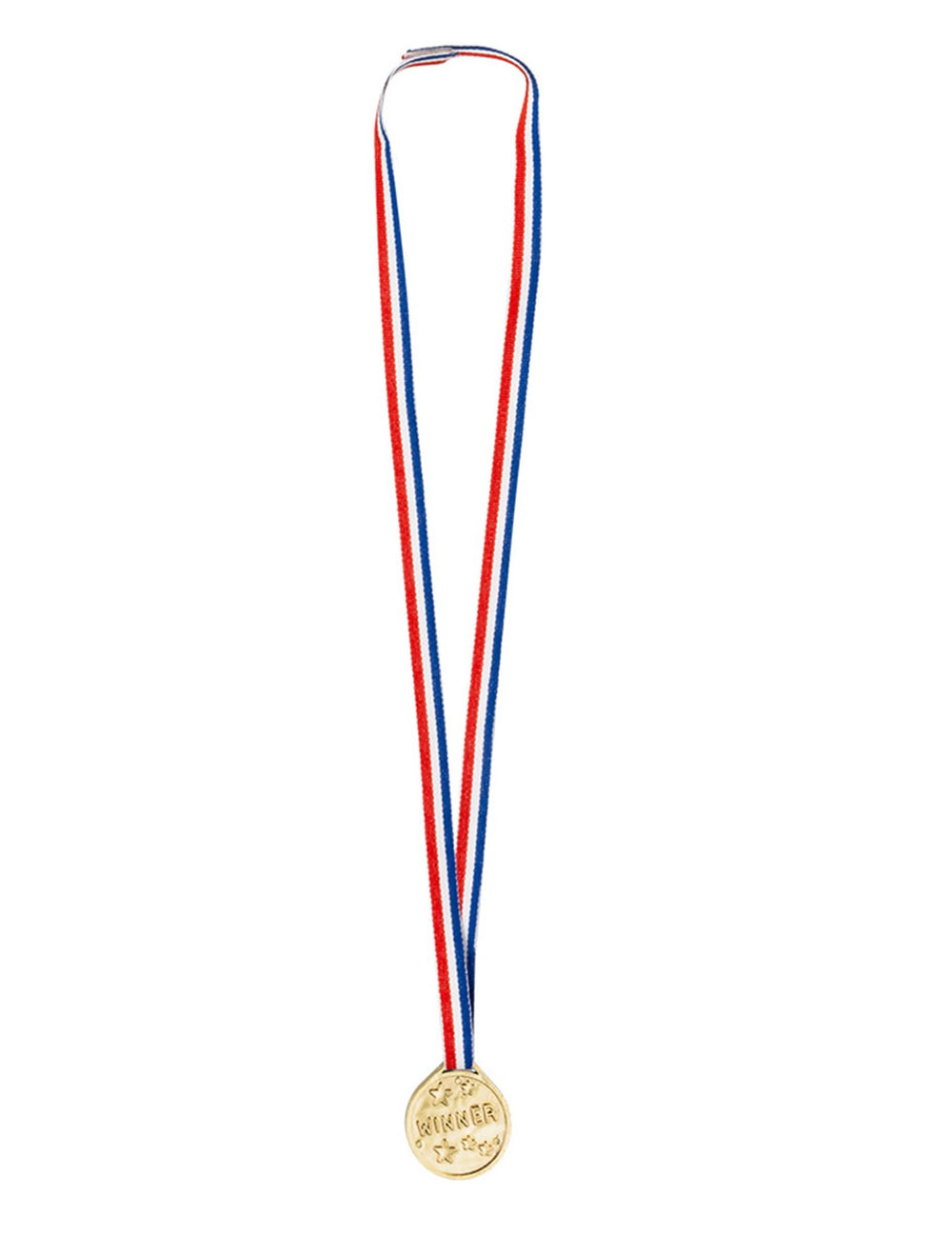 zlatna zmagovalna medalja za otrok z modrim, bela in rdeča trakom