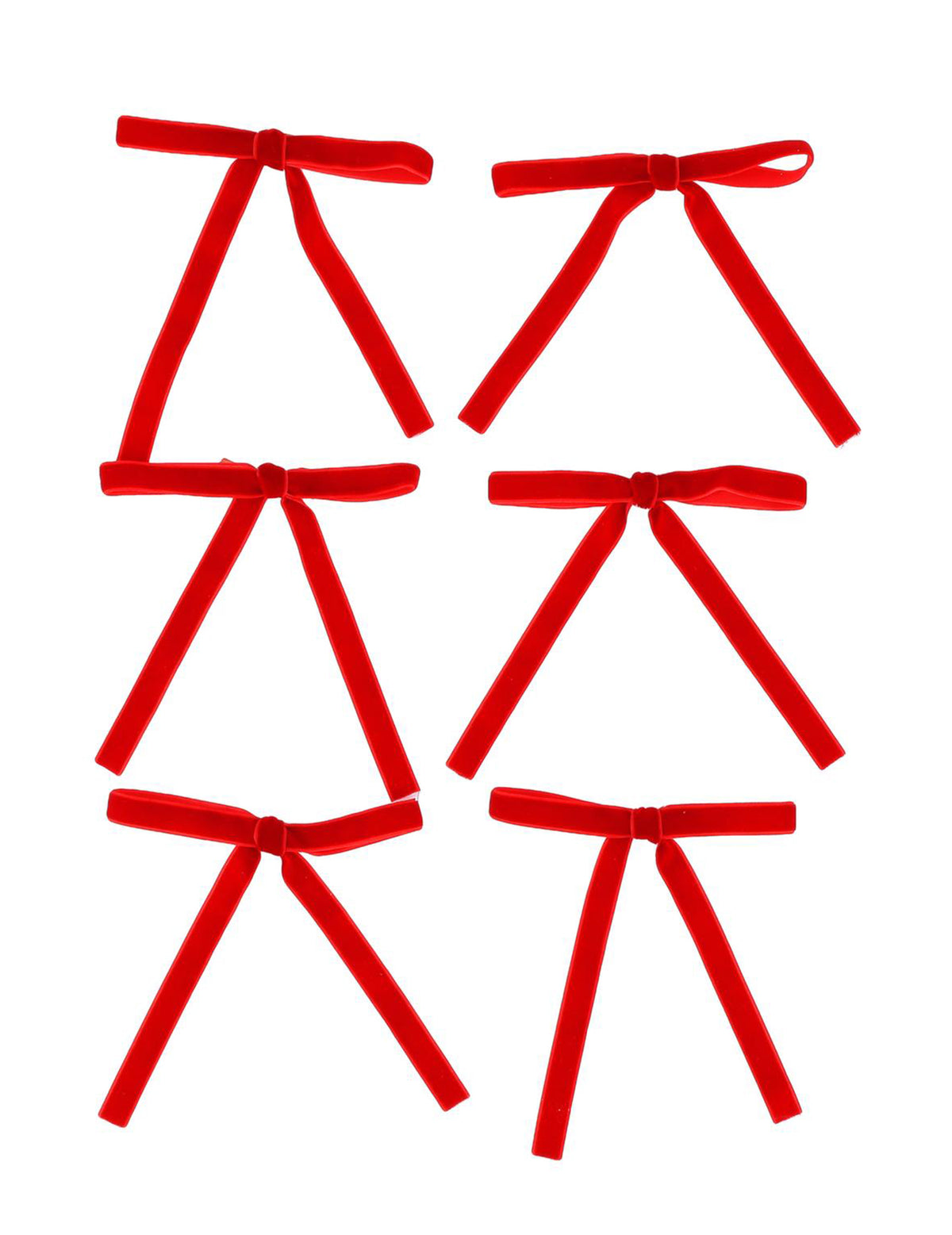 6 nœuds fins en velours rouge 13 x 13 cm