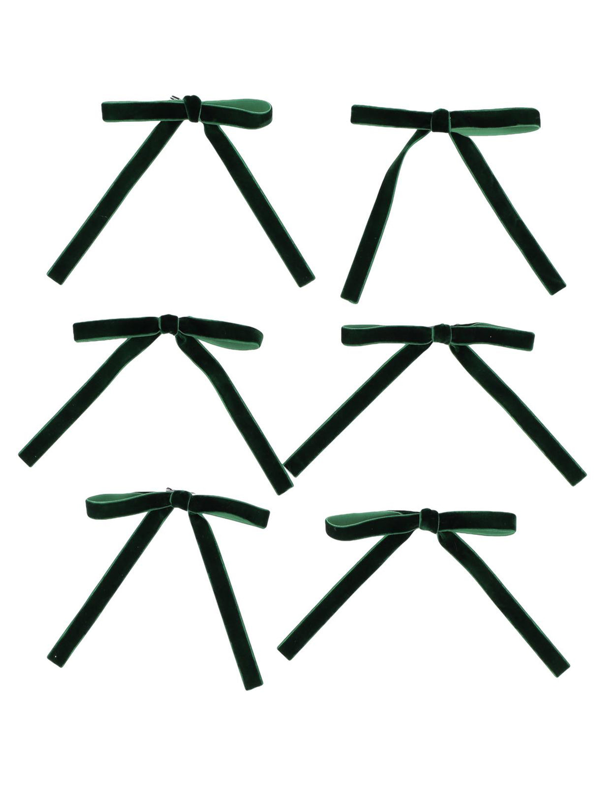 6 nœuds fins en velours vert anglais 13 x 13 cm