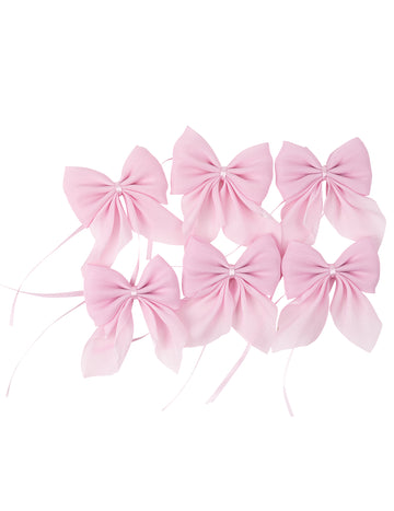6 roza bleščečih šifonskih pentlji, 7,5 x 8,5 cm, z vezalkami