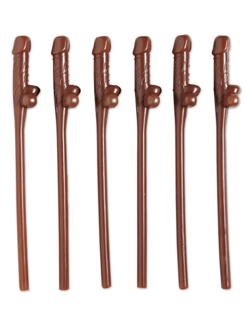 6 Pailles coquines marrons