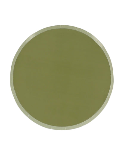 6 majhnih dvobarvnih kartonskih krožnikov v žajbljevo zeleni in sivo-zeleni barvi 18 cm boemski dekor