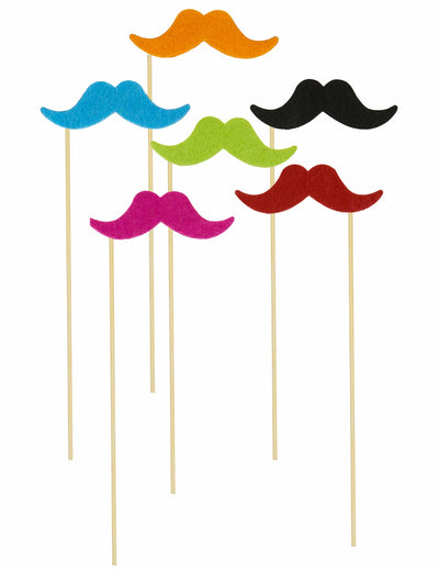 Pics moustaches fluos pour fête multicolores