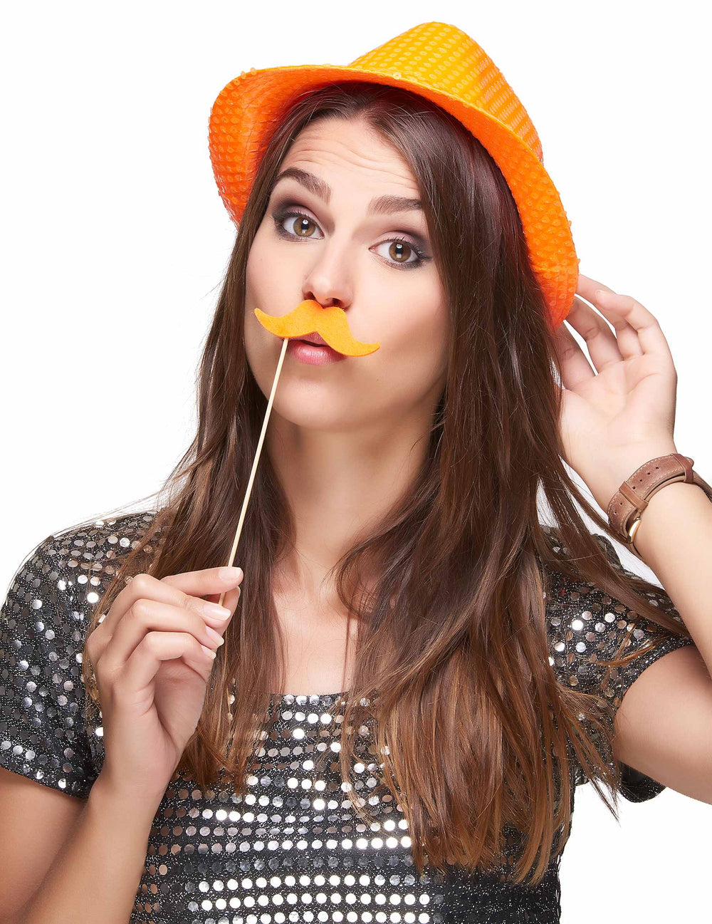 Mise en situation des pics moustaches fluos pour fête