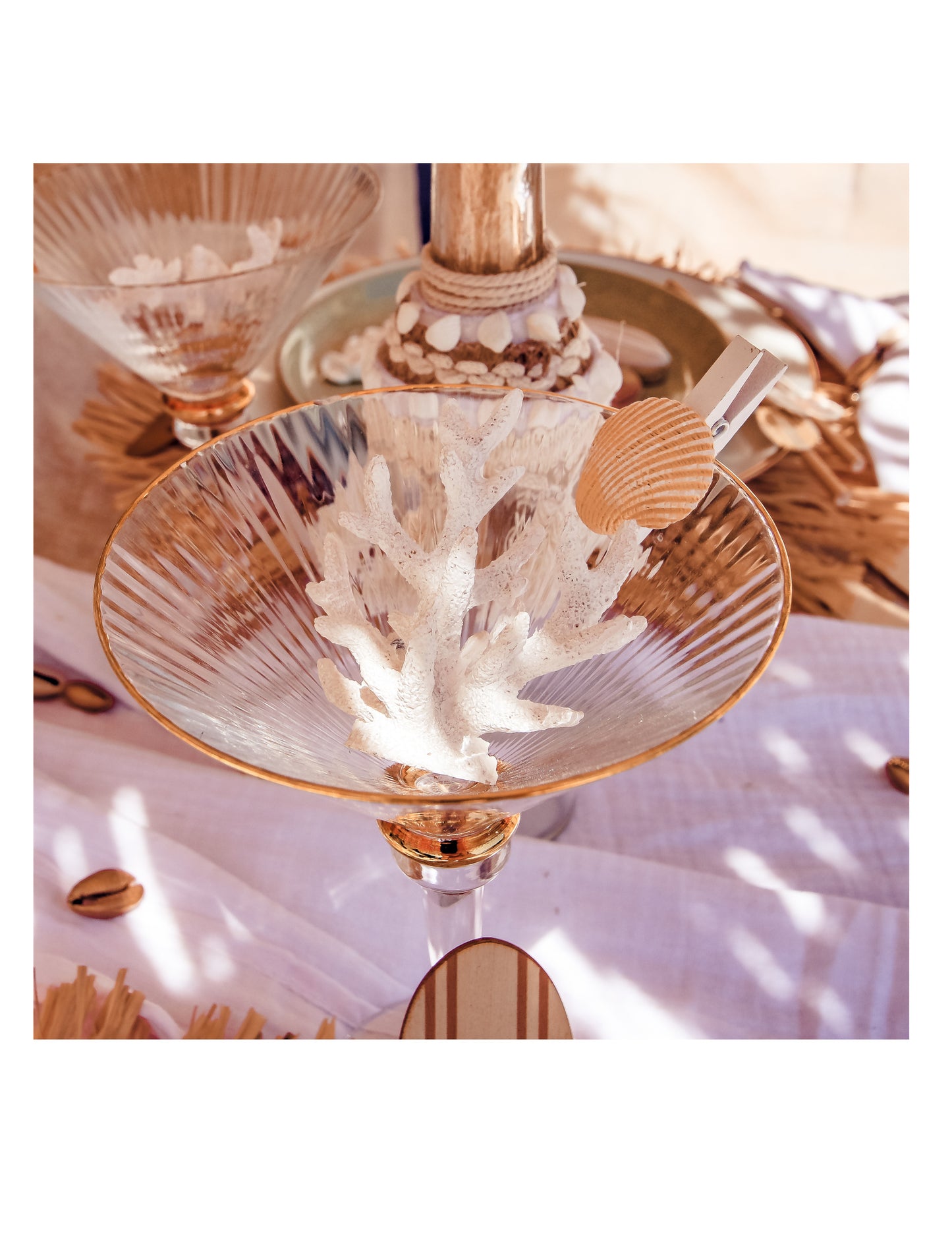 6 sponk iz smole v obliki školjk 4,5 cm beli les