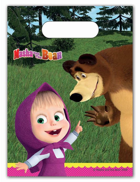 Sacs cadeaux Masha et Michka pour enfant multicolores
