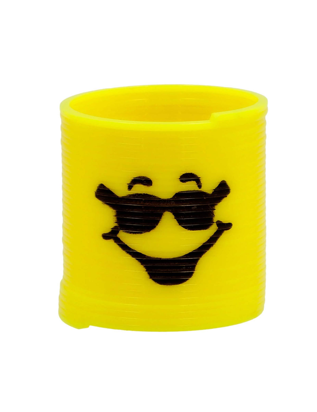 Povečava na rumeno vzmet s smeškom z očali iz Slinkyjev Smileys